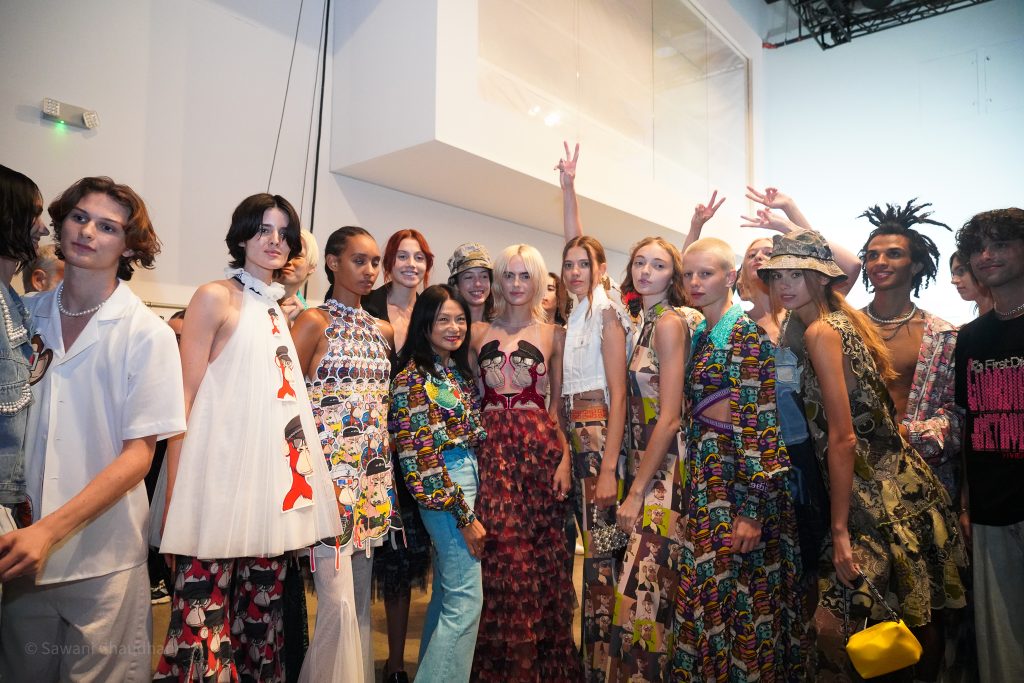 Vivienne Tam poses with model